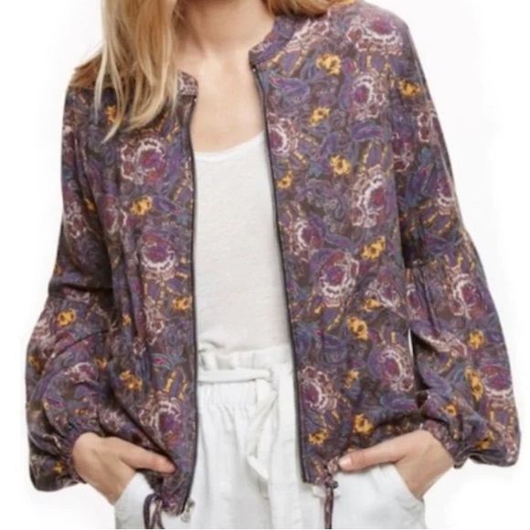 Free People Jackets & Blazers - Free People purple flower floral light jacket with bell sleeves